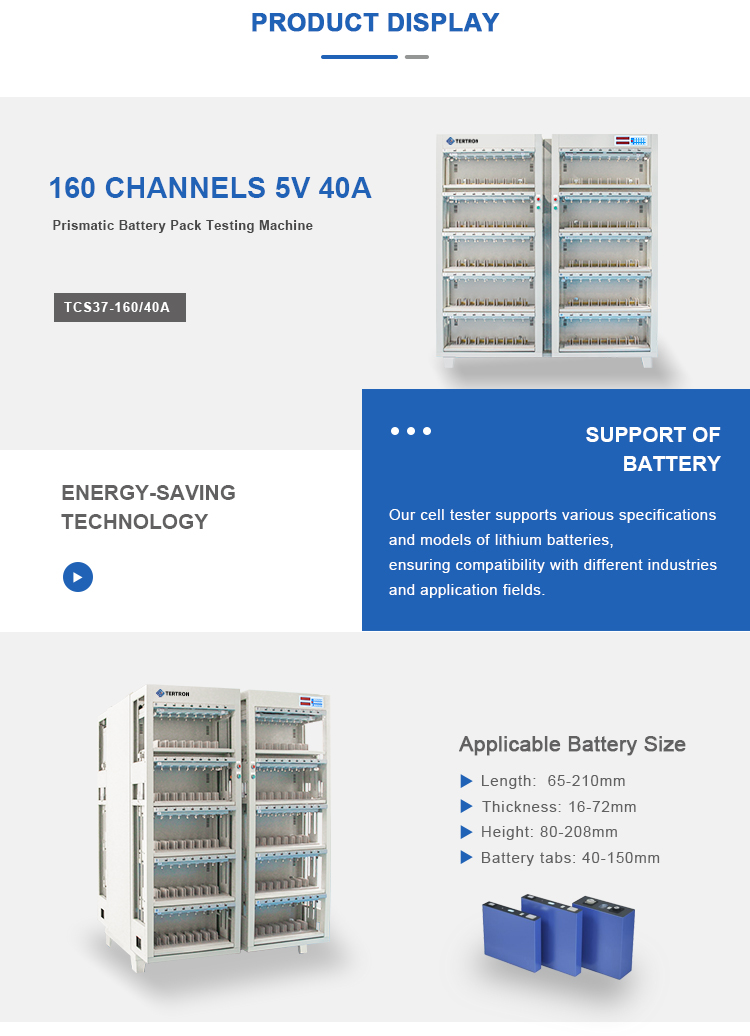 Exhibición de productos de 160 canales de la máquina de prueba de baterías prismáticas